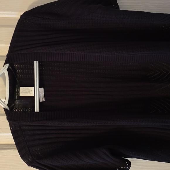ALEXIS TAYLOR BRAND WOMEN'S BLACK OPEN CARDIGAN SHRUG SWEATER SIZE MEDIUM - Picture 2 of 15